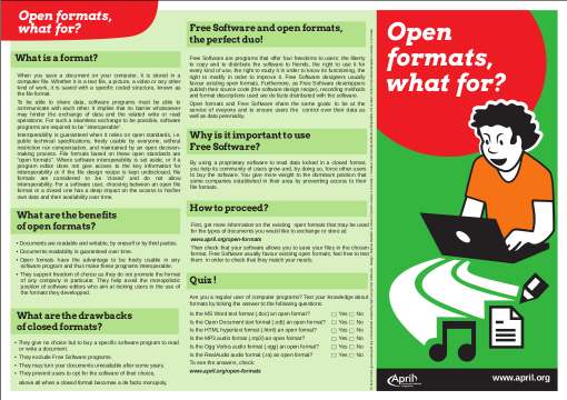 Picture of the poster verso: Open formats, what for?